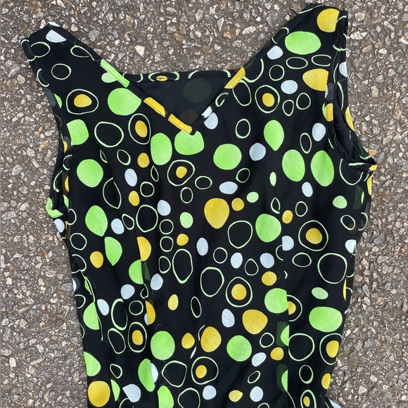 Y2K Abstract Neon Vintage Dress Women’s Small Retro Summer Outfit Green Yellow - Picture 2 of 6